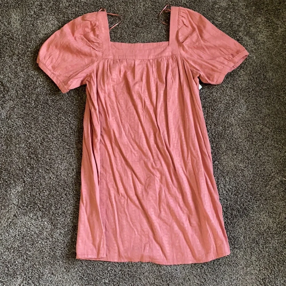 NWT Old Navy Dusty Red Puff Sleeve Mini Swing Dress - Picture 3 of 7
